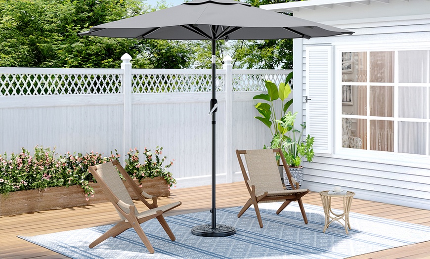Image 6: Outdoor Large 3M Rotating Parasol with Multiple Base 