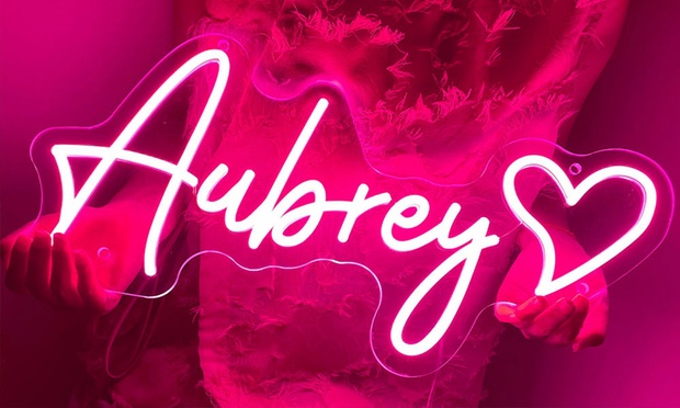 Personalized neon sign showing text and color options