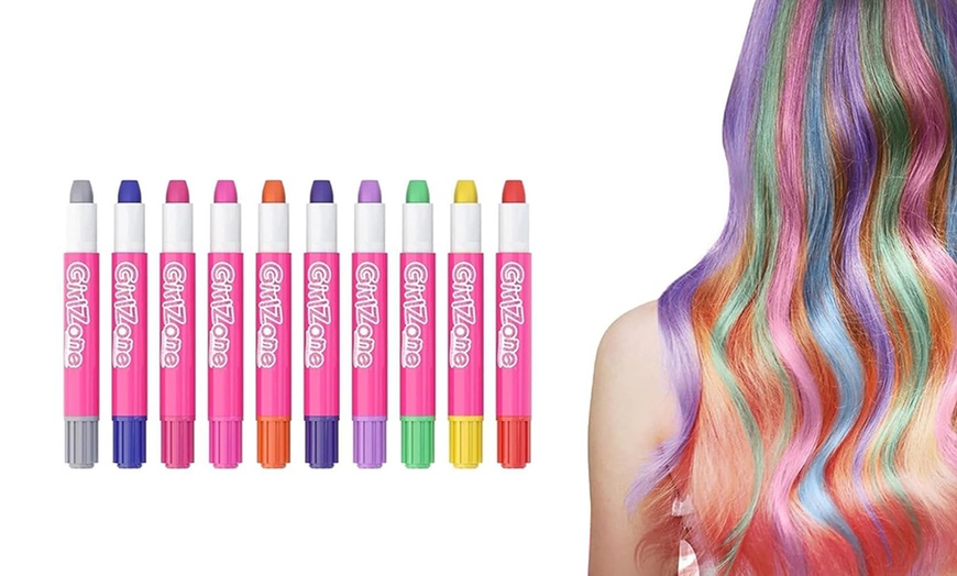 Image 4: Girl Zone 10-Piece Hair Chalk Pens, Vibrant and Metallic Colours
