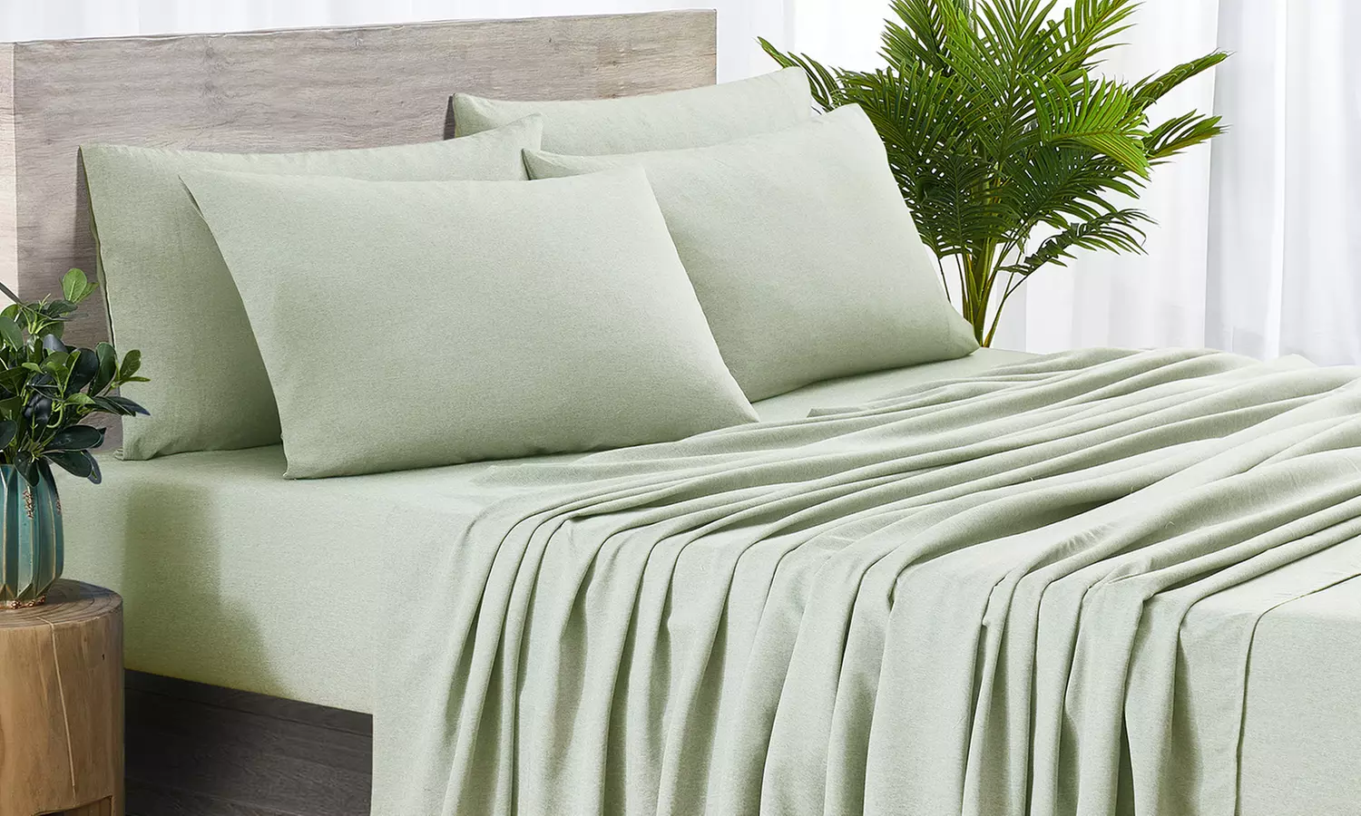 Bamboo 2000 Thread Count 6-Piece Chambray Heathered Sheet Set with SnugGrip
