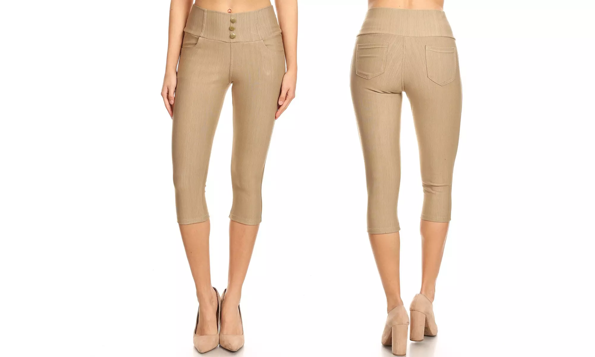 Women's Knit Denim Capri Pants Stretch Pull-On  Jegging Also In Plus Size