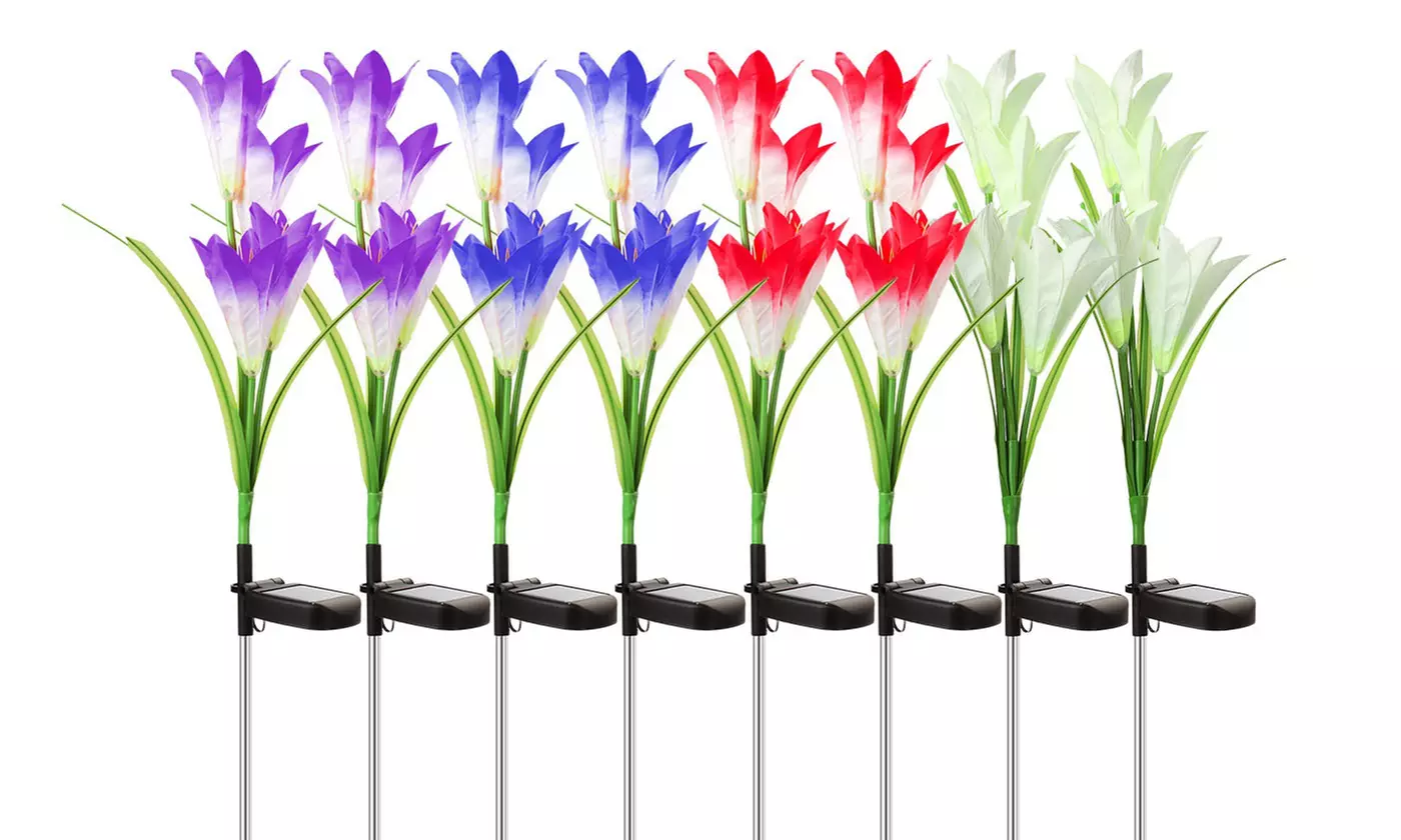 2 Pack Solar Garden Lights with Bigger Lily Flowers Color-Changing Outdoor Decor