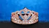18K Rose Gold Plated Crystal Crown Tiara Eternity Band Ring