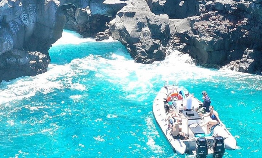 Image 3: Hawaiian Speed Boat Tour w/ Reef Snorkel, Sea Cave, Dolphins & Whales
