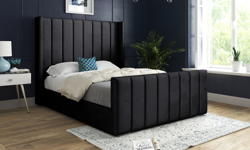 Image 13: Oxford Upholstered Soft Touch Plush Velvet Bed Frame