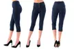 Women's Knit Denim Capri Pants Stretch Pull-On  Jegging Also In Plus Size - Second Medium