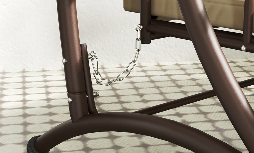 Image 12: Outsunny 3 Seater Garden Swing Seat Bed