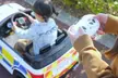 HomCom 12V Kid Electric Ride On Police Car with Remote Control - Image 4