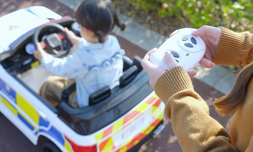 Image 4: HomCom 12V Kid Electric Ride On Police Car with Remote Control