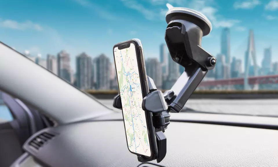 Support voiture rétractable et ajustable à 360°, pare-brise ou tableau de bord, compatible tous smartphones - Primary Image