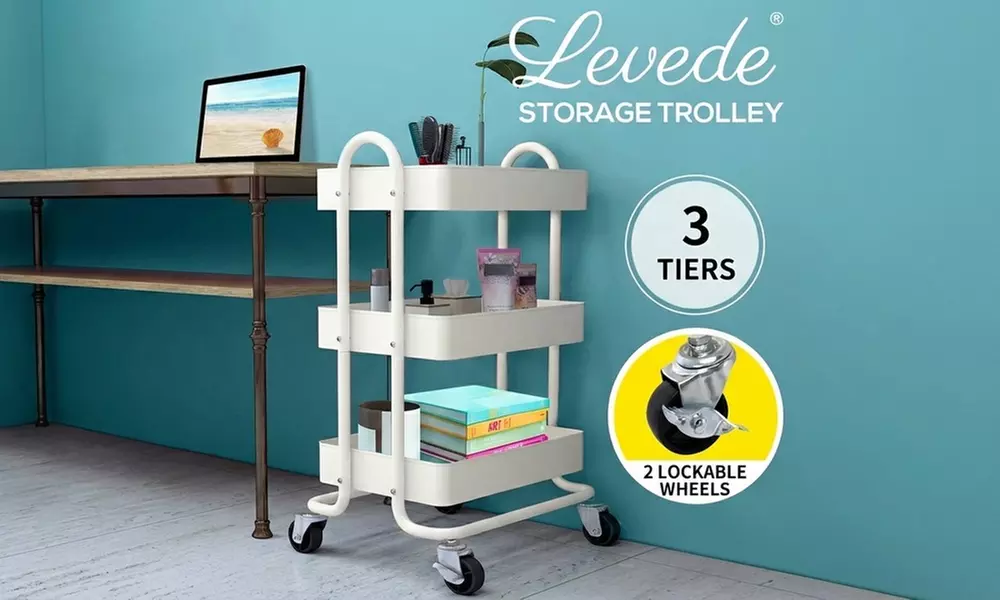 Levede 3-Tier Stainless Steel Storage Trolley with 360° Wheels - Primary Image