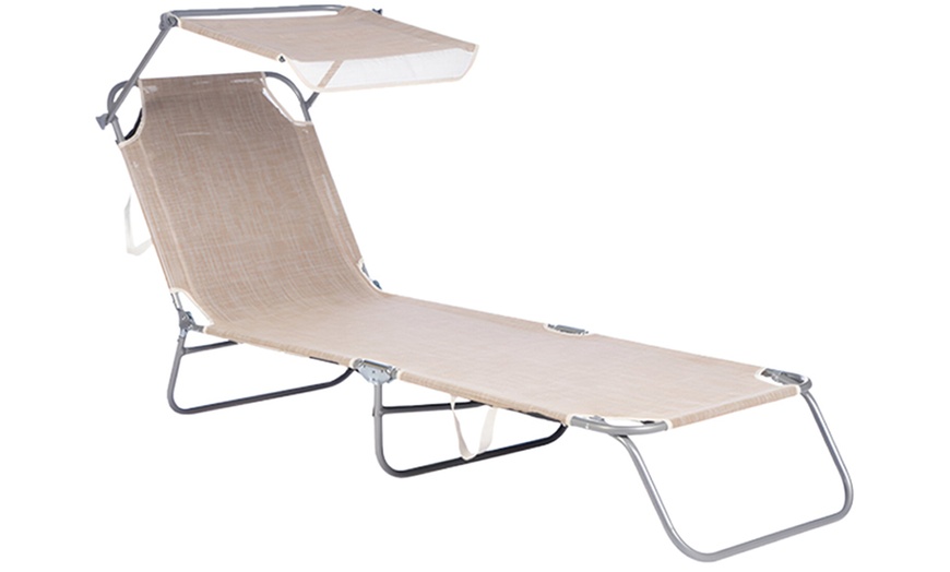 Image 4: Tumbona plegable con parasol 