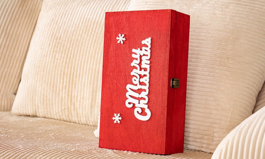 Image 1: Cassetta portabottiglie natalizia