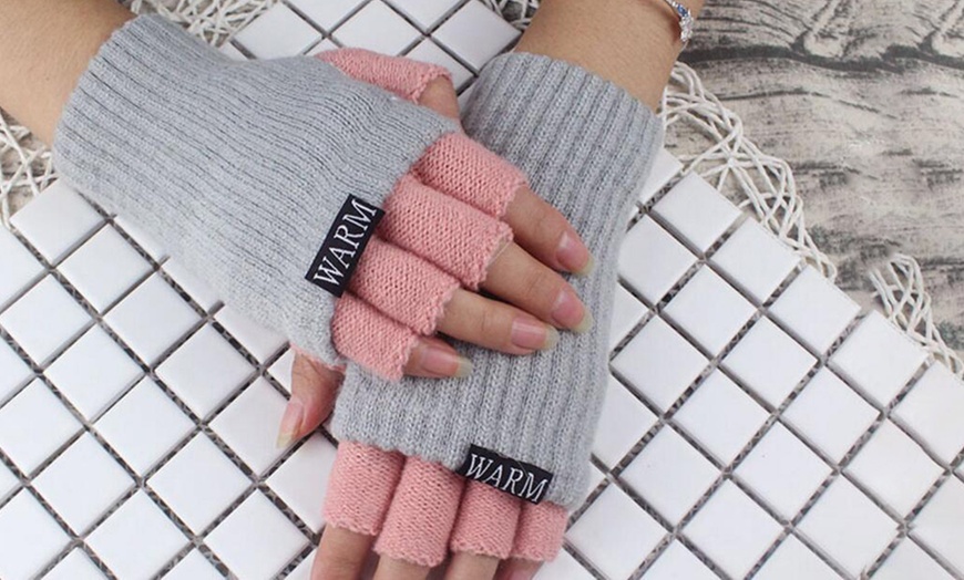 Image 1: WARM Finger-Less Gloves