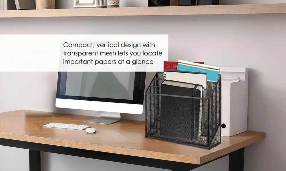 2 pack of 3-Slot Steel Mesh Desk File Organisers