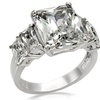 Image 1: Women's Radiant Cut CZ Stainless Steel Engagement Ring - 9.50 Carat Total