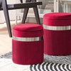 Image 5: 2er-Set zylindrische Samt-Poufs mit Stauraum