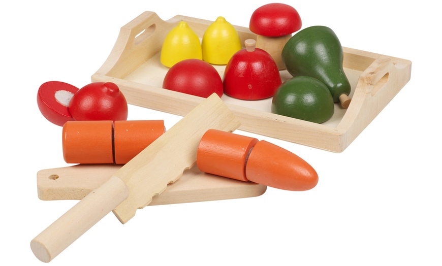 Image 7: Set of Pretend Play Wooden Food Playsets