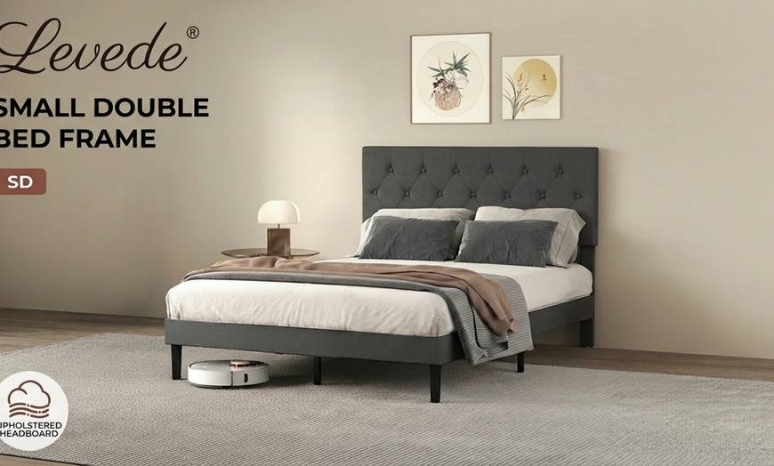 Image 3: Levede Minimalist Upholstered Bed Frame Collection