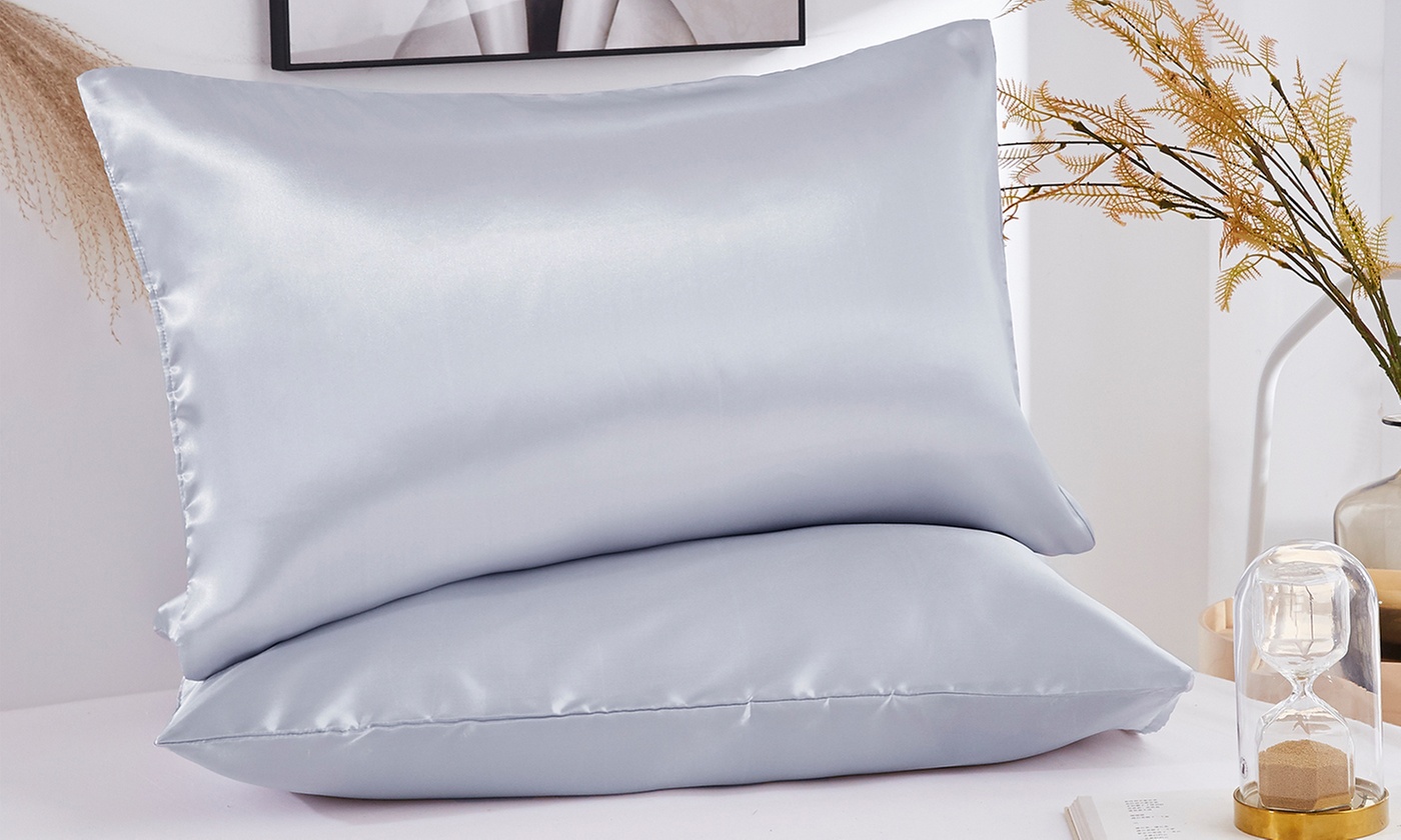 2 Pack Soft Satin Pillowcase Pillow Case Cushion Cover Queen King Size
