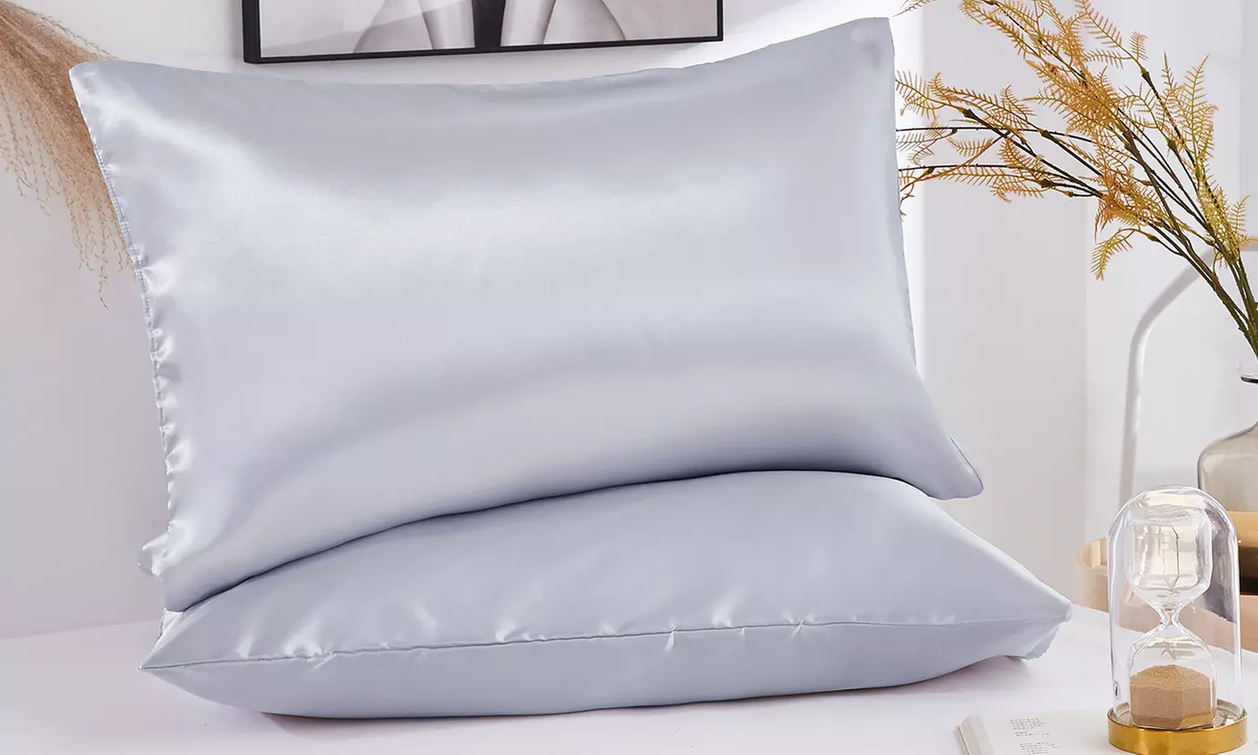 2 Pack Soft Satin Pillowcase Pillow Case Cushion Cover Queen King Size