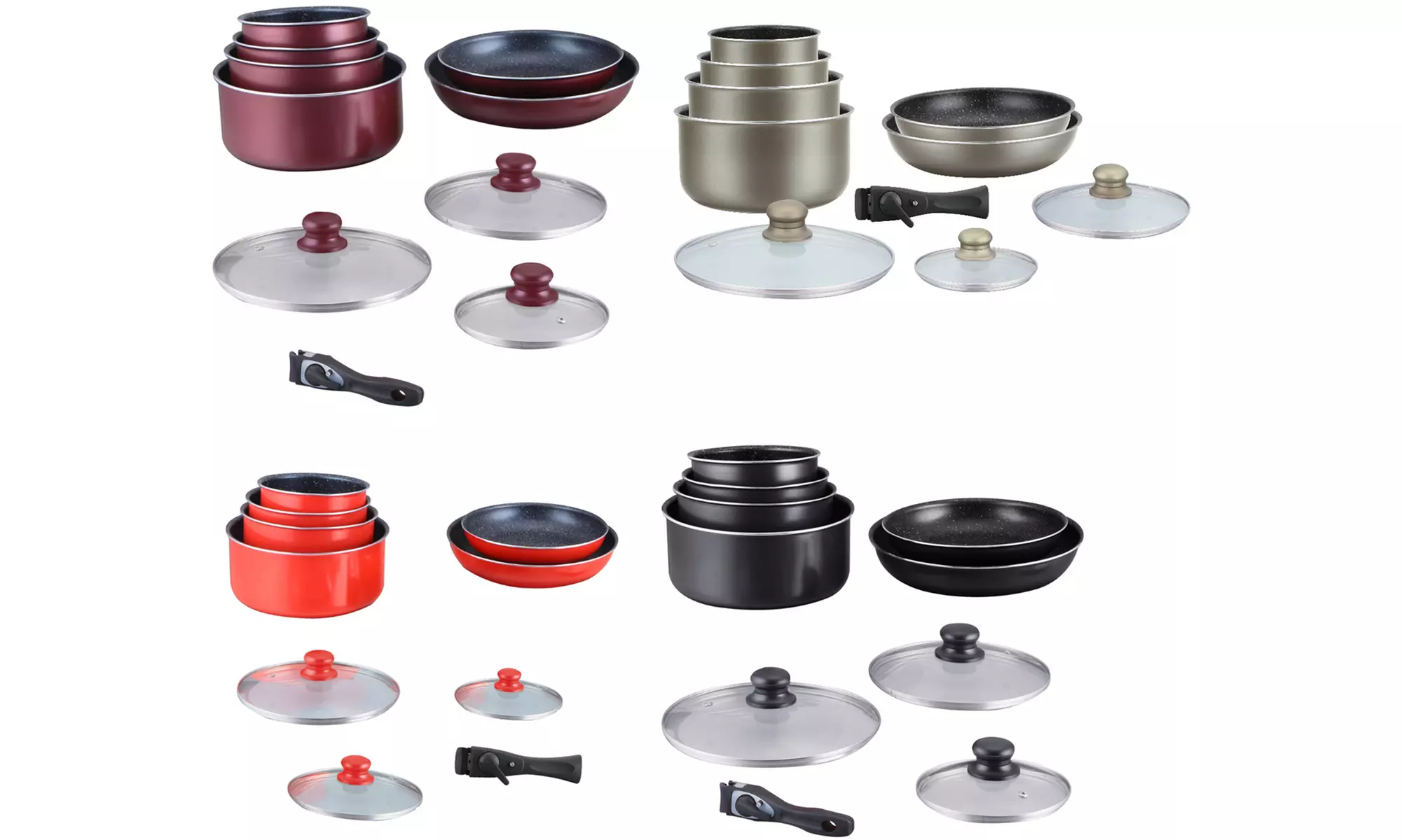 Batería de cocina de 10 piezas con revestimiento efecto piedra