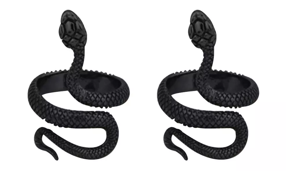 US 1-2 Stainless Steel Ring Snake Gothic Jewelry Retro Animal Adjustable Unisex