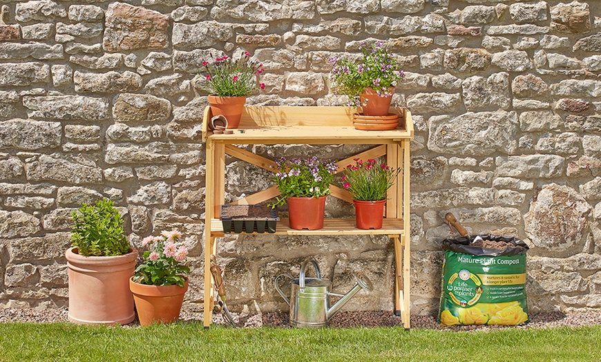 Image 3: Garden Grow Wooden Potting Bench or Storage Cabinet