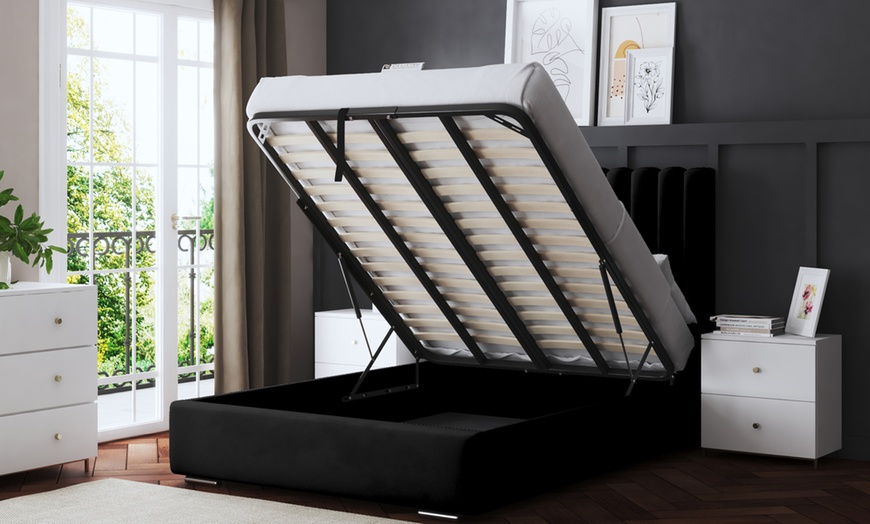 Image 10: Evangeline Panel Bed with Optional Ottoman Gas Lift Storage