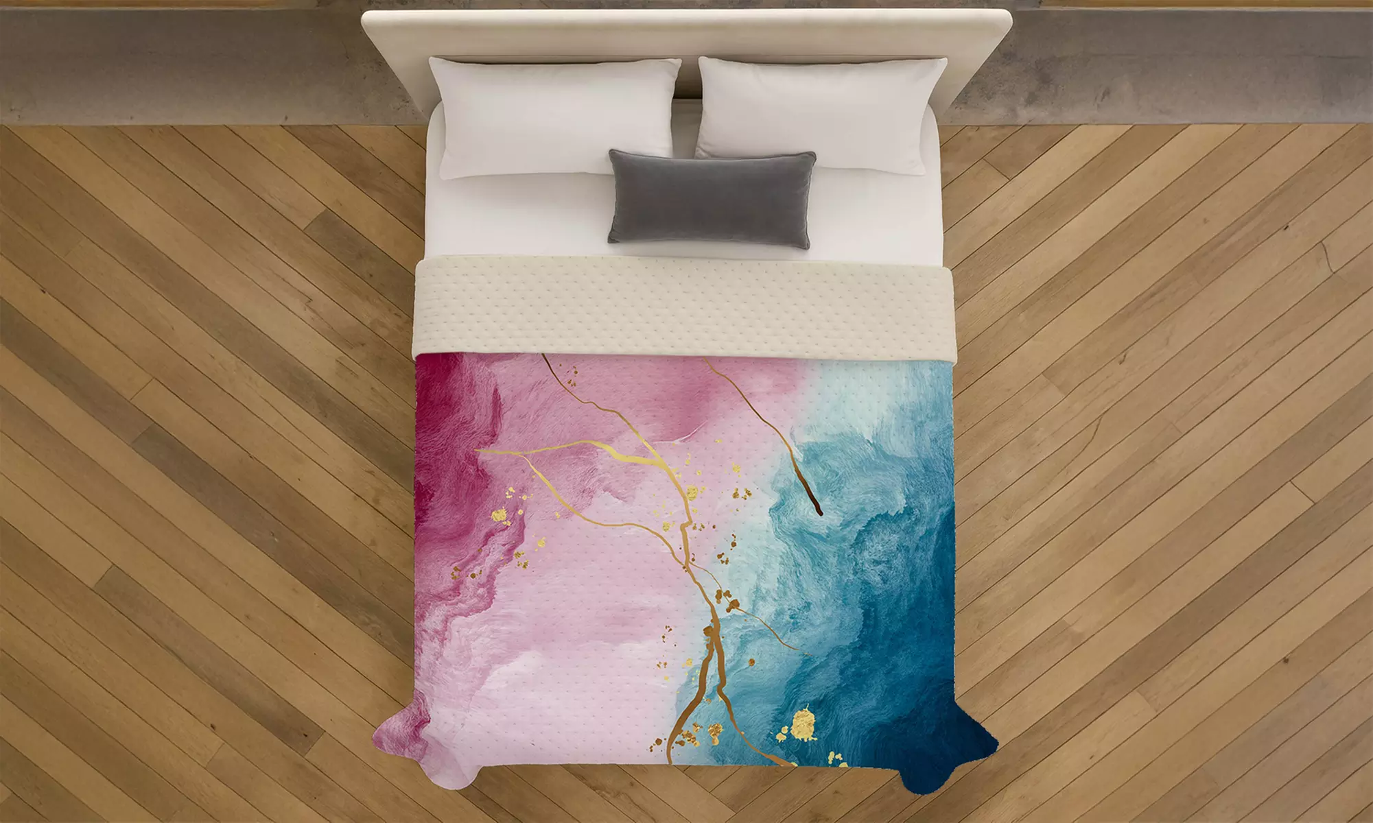 Leichte Steppdecke mit 3D-Digitaldruck für Queen-Size-Bett