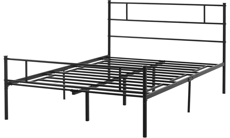 Image 9: HomCom Double Metal Bed Frame