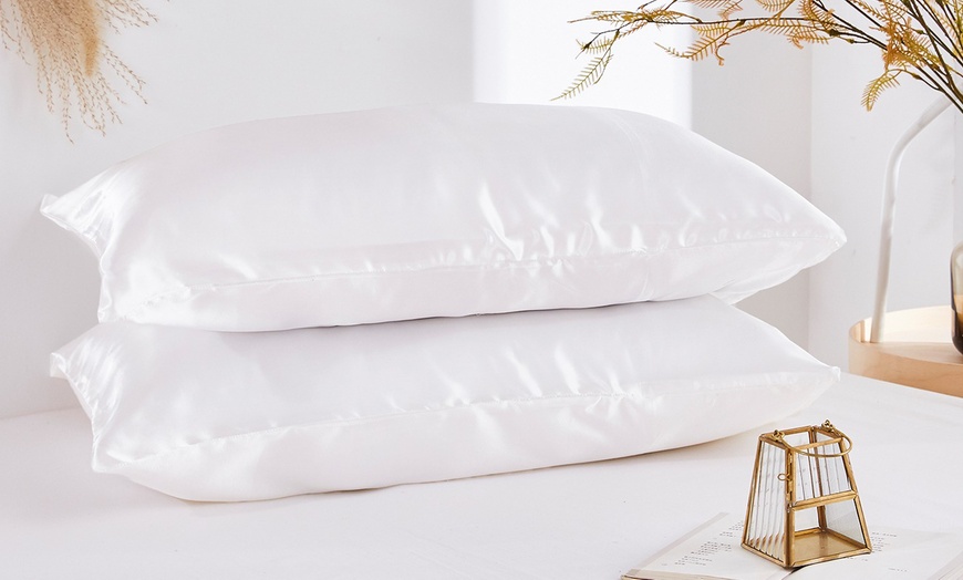 Image 6: Soft Satin Silk Pillowcase Pillow Cover for Hair and Skin