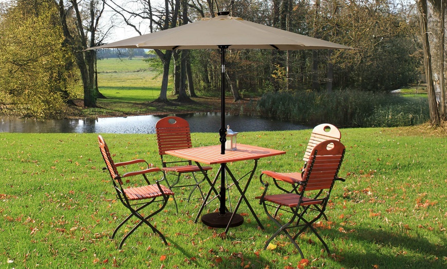 Image 2: 9ft. Patio Umbrella Solar LED Lights Steel Tilt with Crank