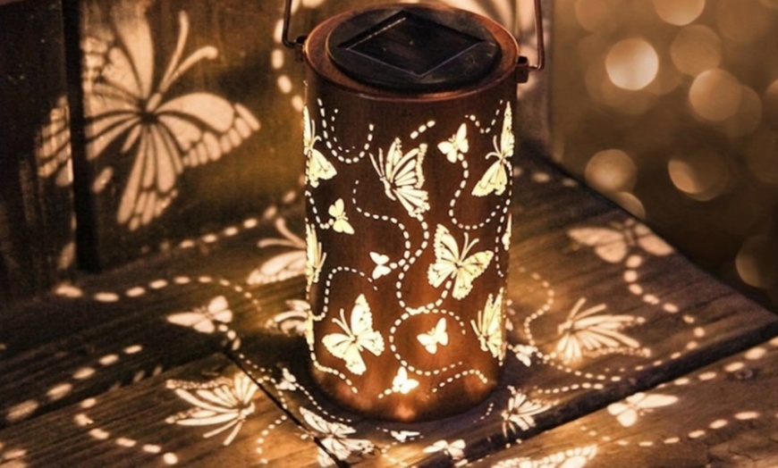 Image 6: Butterfly Solar Garden Lantern Decorative Outdoor Light