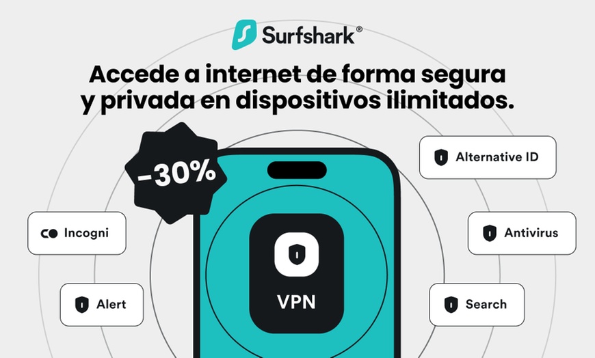 Image 1: ¡Navega con seguridad! Suscripción de 2 años a Surfshark Starter o One