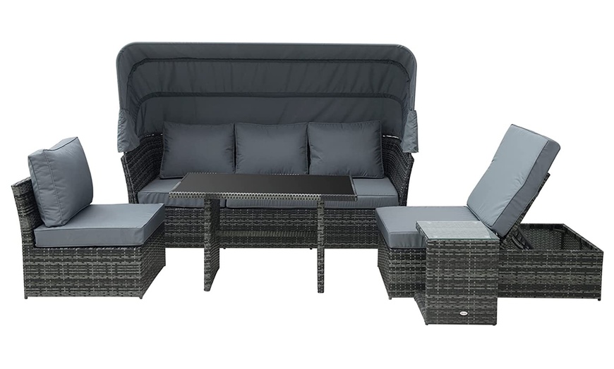 Image 4: Outsunny 5-Piece Outdoor Rattan Effect Wicker Sofa Set
