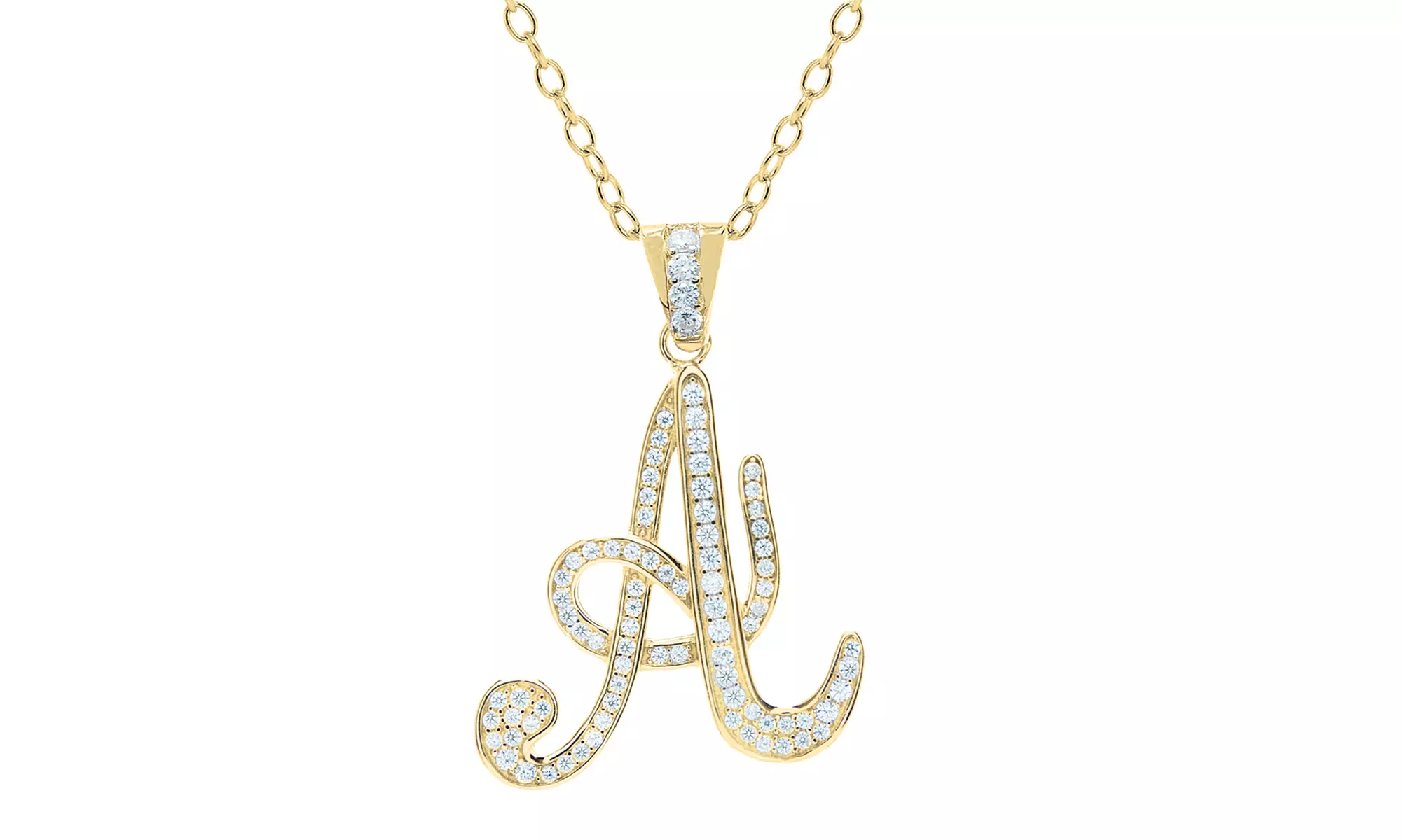 Script Initial Pendant Necklaces in Sterling Silver