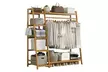 Freestanding Bamboo Rack with Storage Shelf and Hooks - Image 2