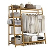 Image 2: Freestanding Bamboo Rack with Storage Shelf and Hooks