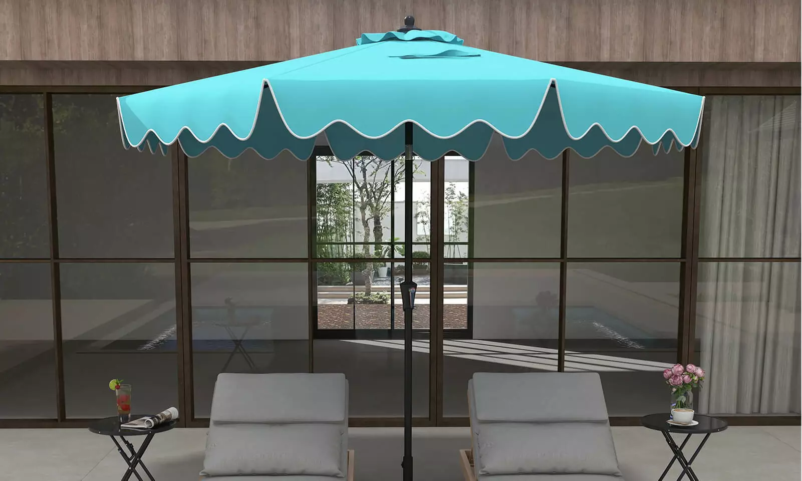 Costway 9 ft Patio Umbrella Two-Tier Market Table Umbrella Sun-Protective Canopy