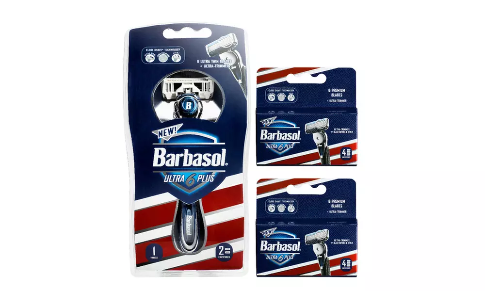Barbasol Ultra 6 Plus Razor and Cartridges - Primary Image