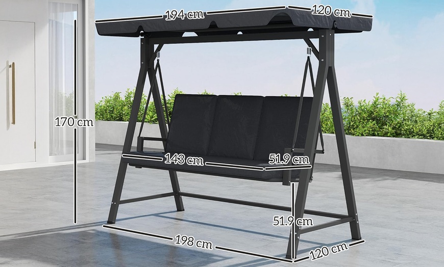 Image 14: Outsunny Three-Seater Swing Bench