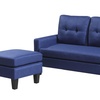 Image 13: Reversible Velvet L-Shaped Sectional Sofa with Ottoman Corner Couch