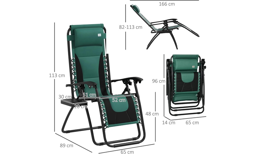 Image 17: Outsunny Zero Gravity Lounger Chairs (Set of 2)