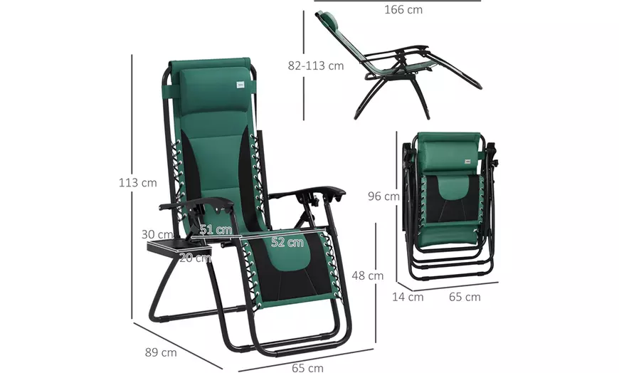 Image 17: Outsunny Set of Two Zero Gravity Lounger Chairs