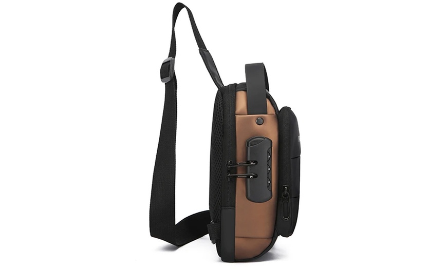 Image 5: Anti-theft Chest Shoulder Crossbody Sling Bag with USB Port