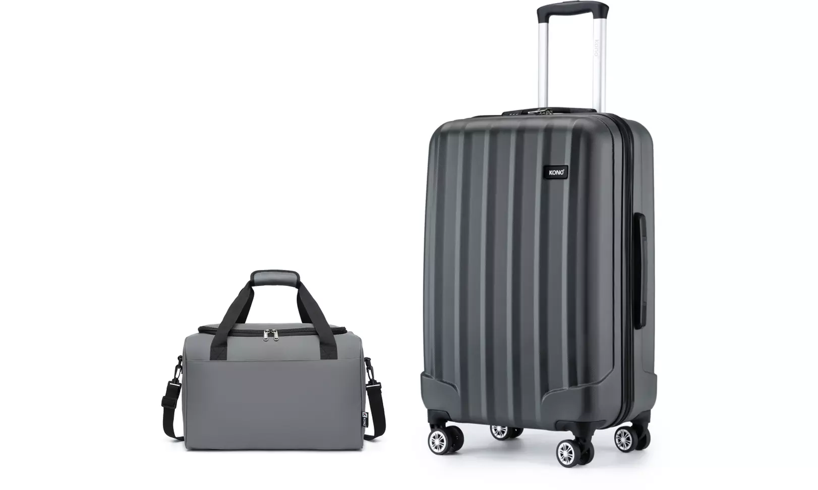 KONO 1 to 3-Piece ABS Hard Shell Suitcase and Duffel Bag Set Grey