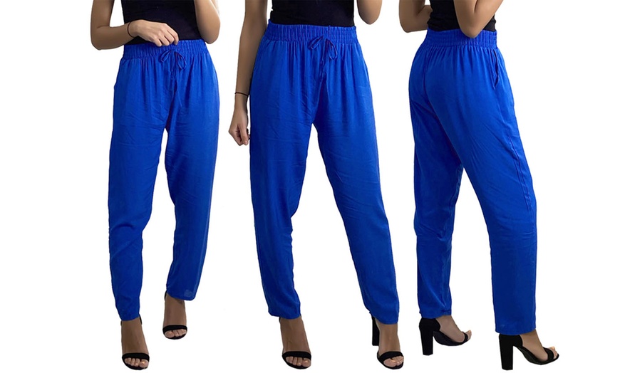 Image 10: Women's Plain Cotton Pocket Trousers