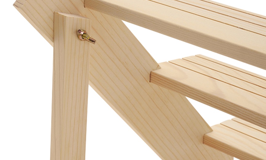 Image 4: Four Tier Natural Pine Wood Desktop Display Stand