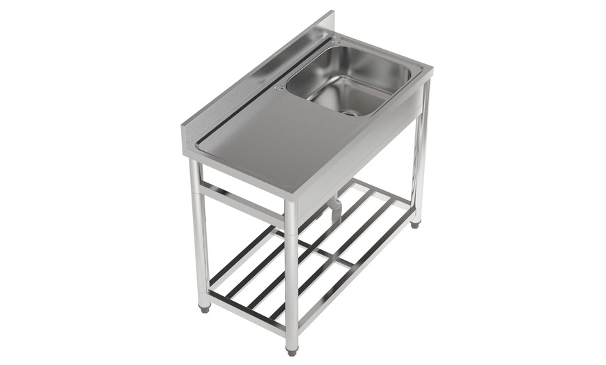 Image 4: Stainless Steel Commercial Sink with a Side Drainboard